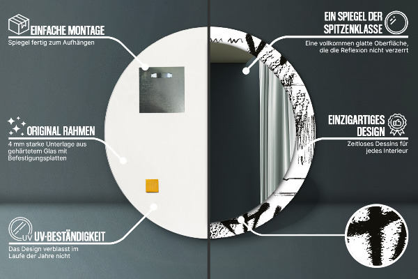 Lustro ścienne dekoracyjne okrągłe Wzór graffiti