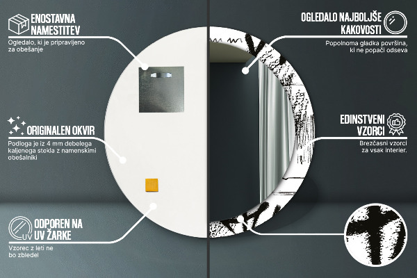 Lustro ścienne dekoracyjne okrągłe Wzór graffiti