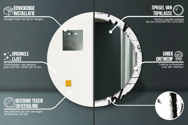 Lustro ścienne dekoracyjne okrągłe Wzór graffiti