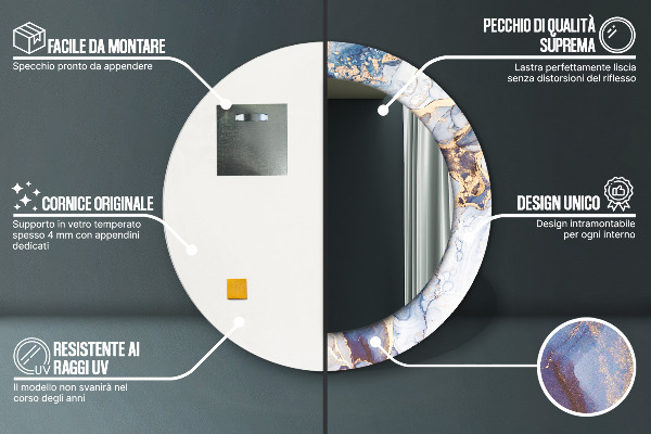 Lustro ścienne dekoracyjne okrągłe Abstrakcyjna płynna sztuka