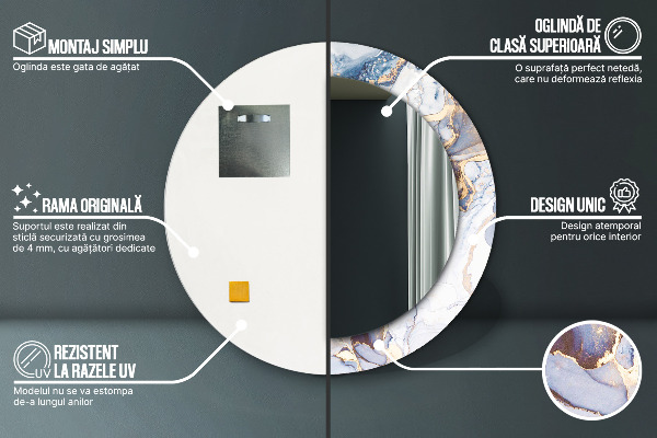 Lustro ścienne dekoracyjne okrągłe Abstrakcyjna płynna sztuka