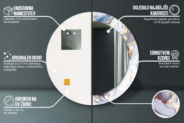 Lustro ścienne dekoracyjne okrągłe Abstrakcyjna płynna sztuka