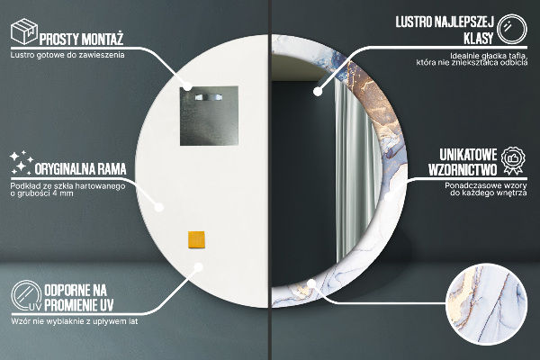 Lustro ścienne dekoracyjne okrągłe Abstrakcyjna płynna sztuka