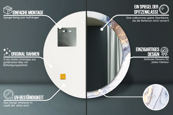 Lustro ścienne dekoracyjne okrągłe Abstrakcyjna płynna sztuka