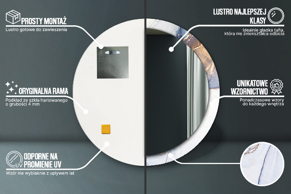 Lustro ścienne dekoracyjne okrągłe Abstrakcyjna płynna sztuka
