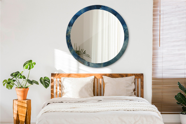 Lustro z drukowaną ramką okrągłe Marmur onyx