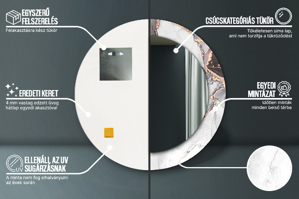 Lustro z drukowaną ramką okrągłe Płyn abstrakcyjny