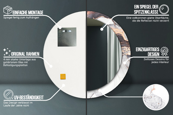 Lustro z drukowaną ramką okrągłe Płyn abstrakcyjny