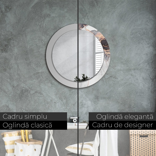 Lustro z drukowaną ramką okrągłe Płyn abstrakcyjny