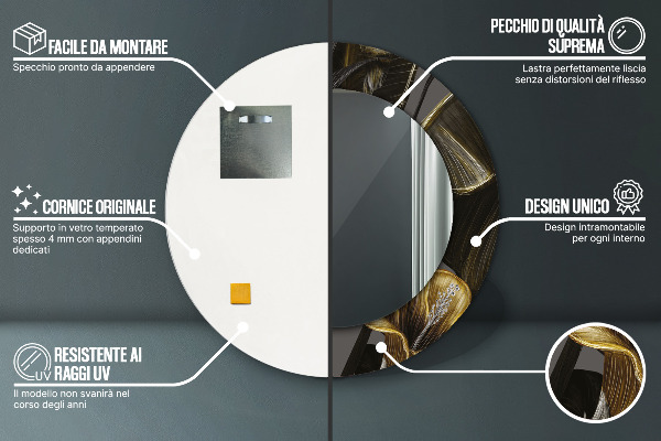 Lustro ścienne dekoracyjne okrągłe Kwiaty hibiskusa