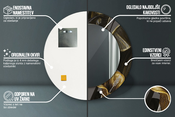 Lustro ścienne dekoracyjne okrągłe Kwiaty hibiskusa