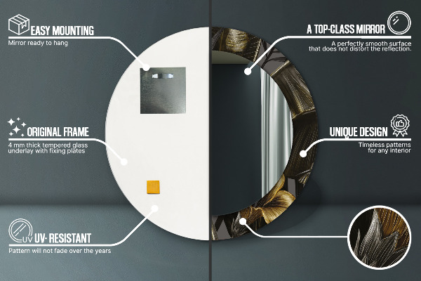 Lustro ścienne dekoracyjne okrągłe Kwiaty hibiskusa