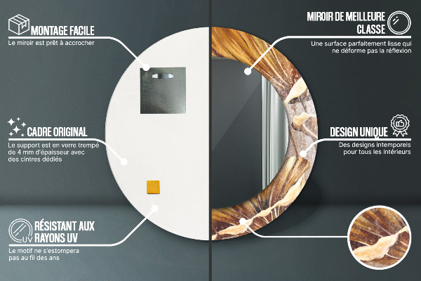 Lustro ramka z nadrukiem okrągłe Złote liście