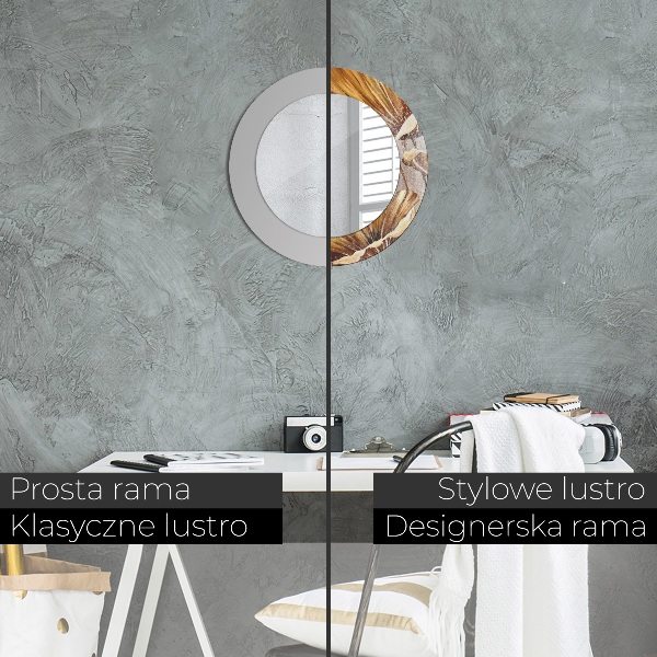 Lustro ramka z nadrukiem okrągłe Złote liście