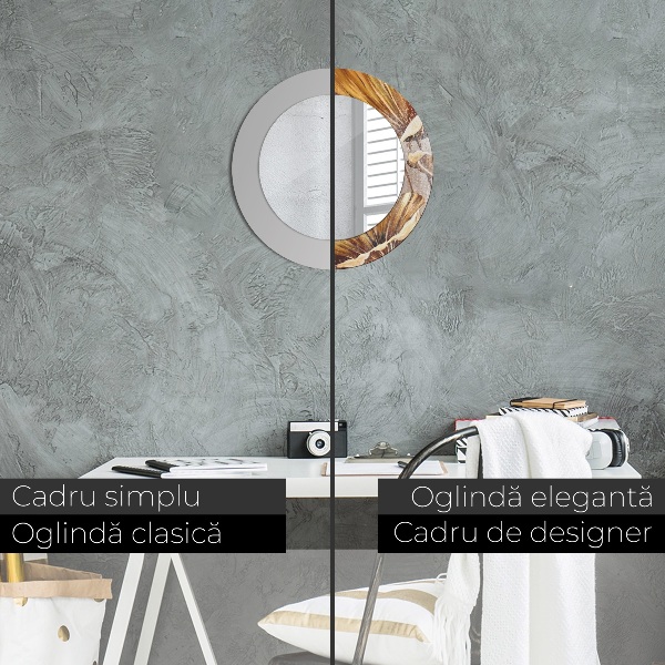 Lustro ramka z nadrukiem okrągłe Złote liście