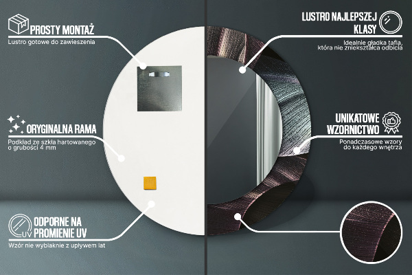 Lustro ramka z nadrukiem okrągłe Ciemne tropikalne liście