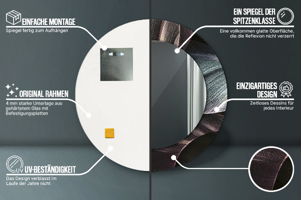 Lustro ramka z nadrukiem okrągłe Ciemne tropikalne liście