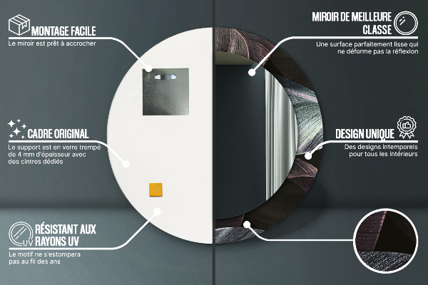 Lustro ramka z nadrukiem okrągłe Ciemne tropikalne liście