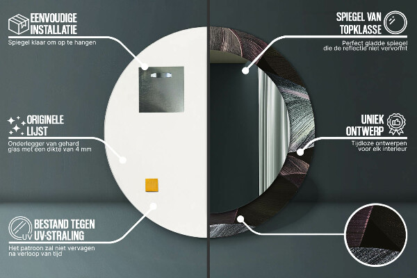 Lustro ramka z nadrukiem okrągłe Ciemne tropikalne liście