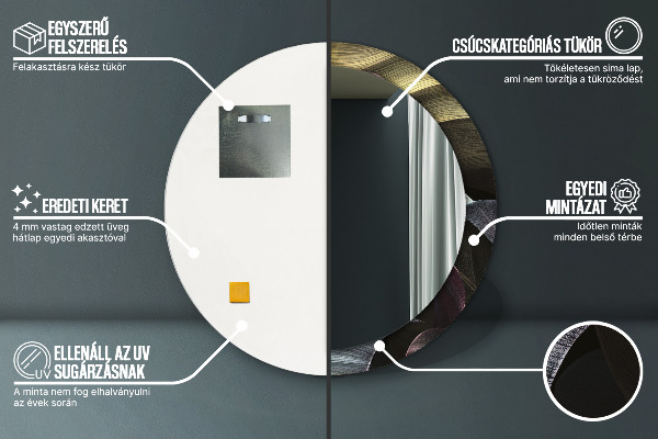 Lustro ramka z nadrukiem okrągłe Ciemne tropikalne liście