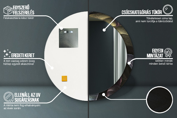 Lustro ramka z nadrukiem okrągłe Ciemne tropikalne liście