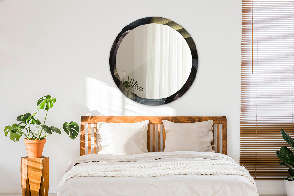 Lustro ramka z nadrukiem okrągłe Ciemne tropikalne liście