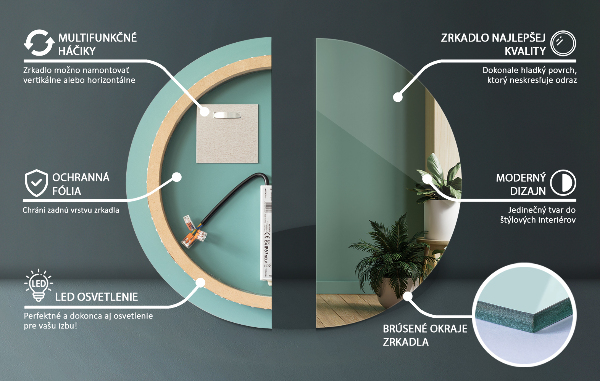 Lustro okrągłe do łazienki z podświetleniem LED fi 50 cm