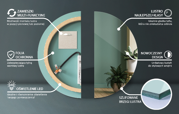 Okragłe lustro LED do łazienki fi 60 cm