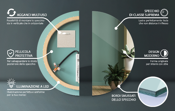 Okragłe lustro LED do łazienki fi 60 cm