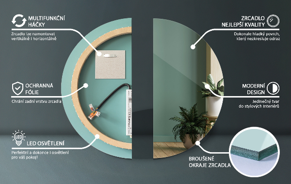 Okrągłe lustro do łazienki z podświetleniem LED fi 80 cm