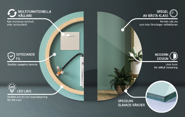 Lustro łazienkowe okrągłe z podświetleniem LED fi 90 cm