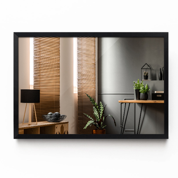 Lustro prostokątne do łazienki czarna ramka 100x70 cm