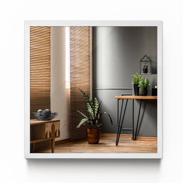 Lustro do sypialni prostokątne w białej ramie 50x50 cm