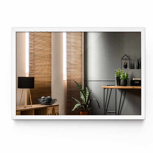 Lustro prostokątne do salonu w białej ramie 60x40 cm