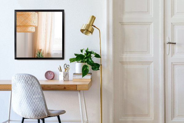 Lustro prostokątne z czarną ramką do salonu 80x60 cm