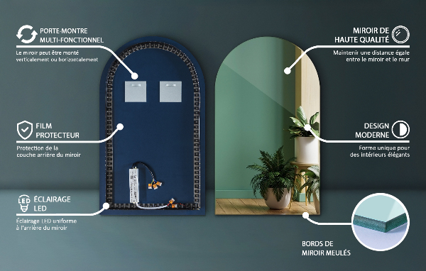 Lustro łukowe LED 50x90 cm