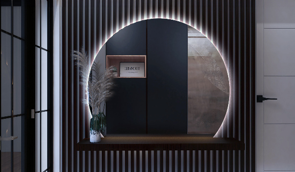 Lustro ścięte koło led 63x70 cm