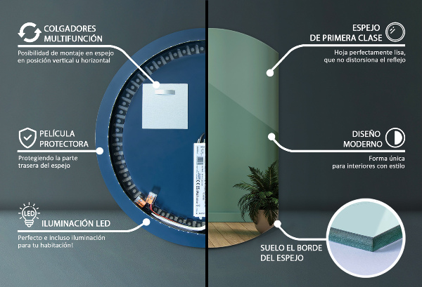 Lustro ścięte led 74x90 cm