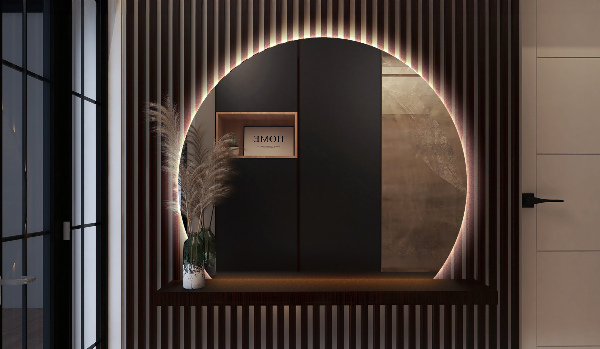 Lustro ze ściętym bokiem led 84x100 cm