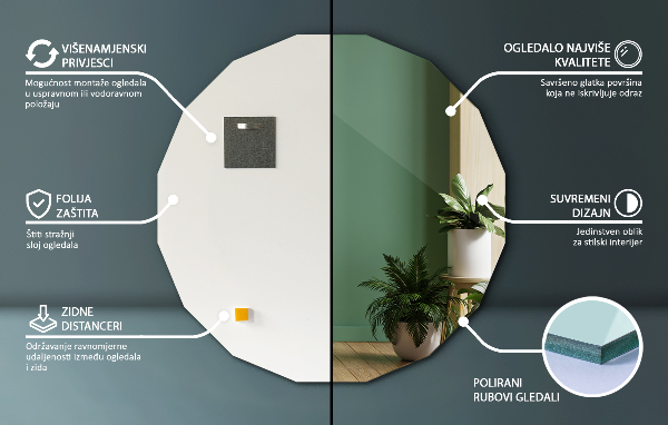 Lustro wielościan nowoczesny dodatek 100x100 cm