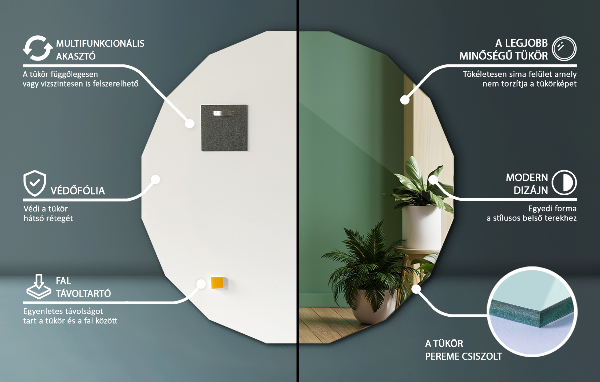 Lustro geometryczne oryginalny kształt 50x50 cm