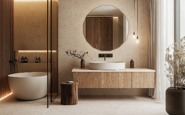 Lustro w kształcie wielościanu estetyczne 80x80 cm