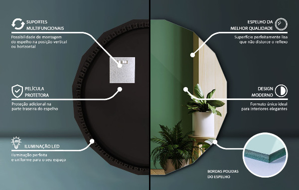 Lustro wielokątne LED 100x100 cm