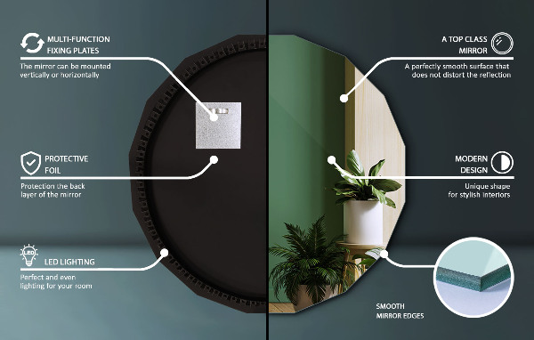 Lustro wielokątne LED 60x60 cm