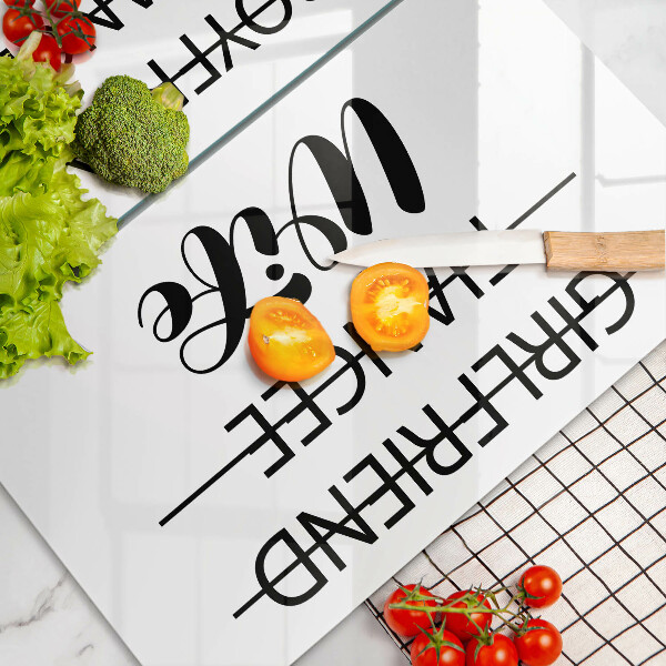 Ochrona na ścianę w kuchni Napis, sentencja, wzór