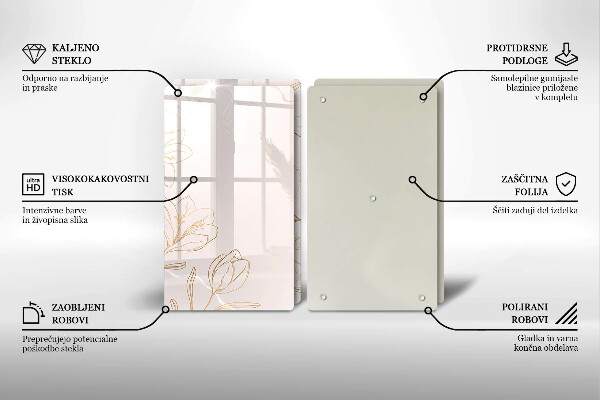 Osłona ściany przy kuchence gazowej Kontury kwiatów