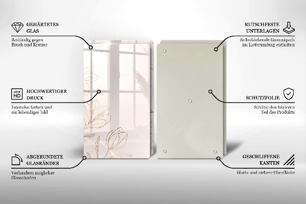 Osłona ściany przy kuchence gazowej Kontury kwiatów