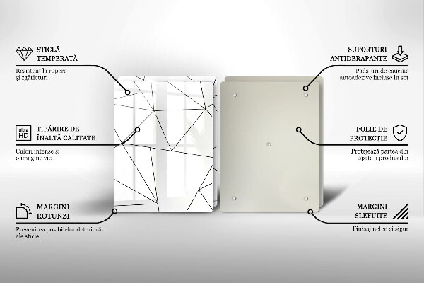 Osłona ściany przy kuchence gazowej Białe trójkąty