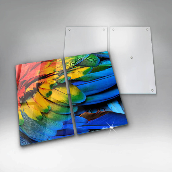 Osłona ściany przy kuchence gazowej Barwne pióra papugi