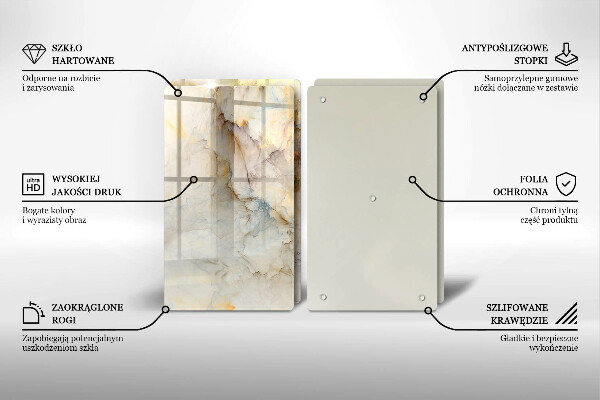 Osłona ściany przy kuchence gazowej Tekstura marmur ze złotem